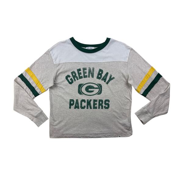 47 Tops - 47 Green Bay Packers Womens Medium Game Day All Class LS Tee Oatmeal Logo